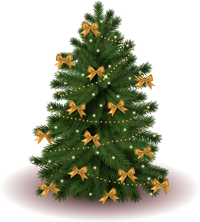 Árbol de Navidad decorado con moños dorados